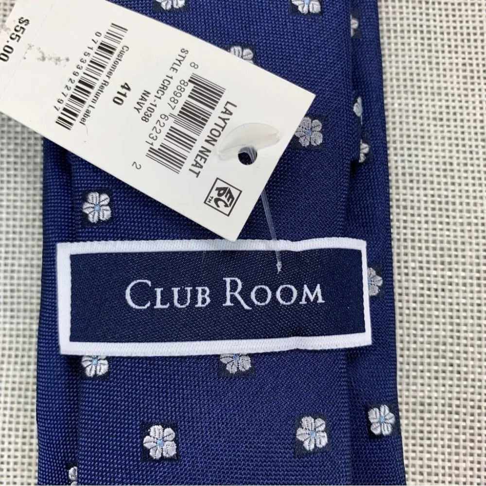 Club Room Mens Classic Floral Neat Tie Navy OS